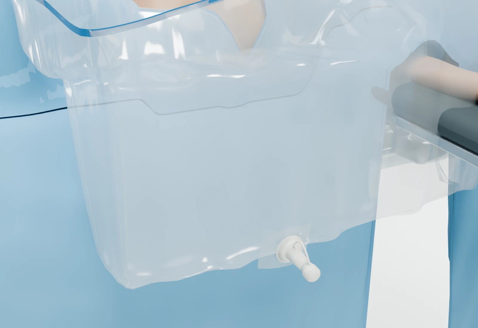 Collection pouch with reinforced opening and capped drainage port