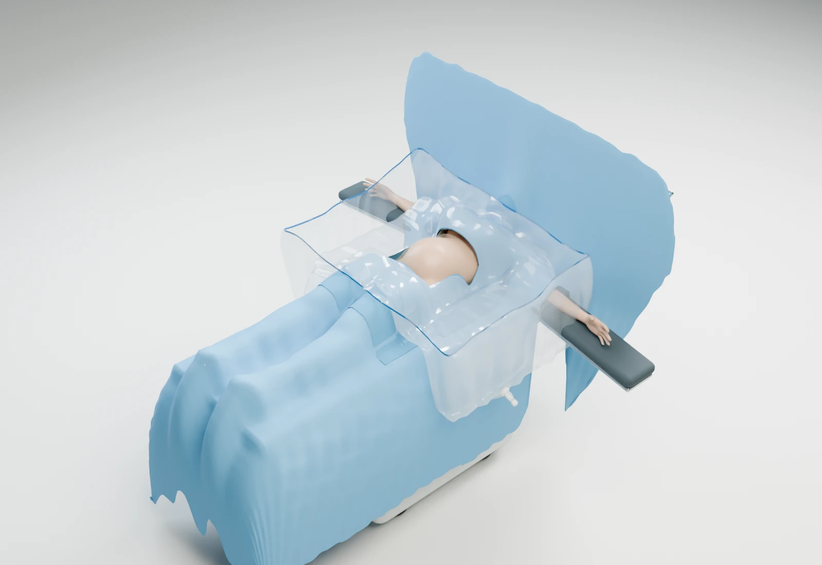 Illustrative view of the C-section drape around a patient
